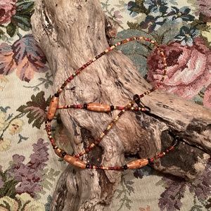 Beaded Eyeglass Holder Strap Lanyard Seed & Wood Beads 29”